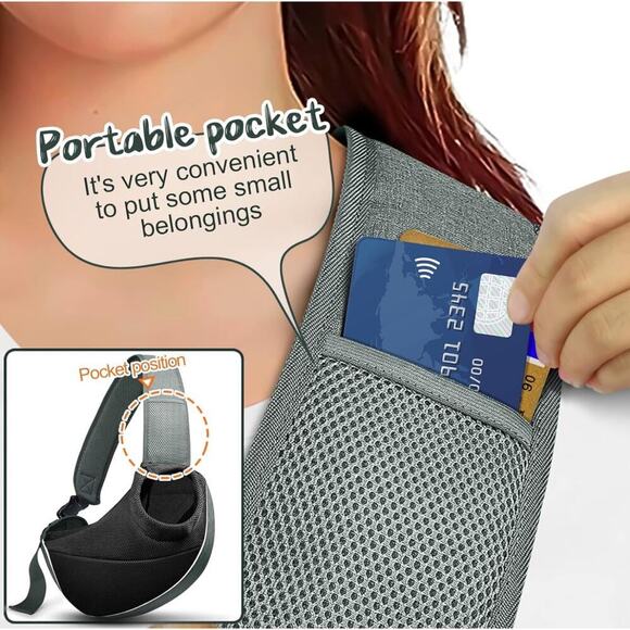 Dog Sling Bag Carrier for Small Dogs (Pink - Grey, M - Up to 10 lbs) - Picture 9 of 9